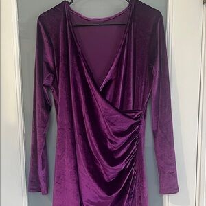 Purple Velvet Long Sleeve Dress